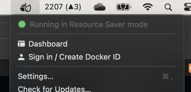 Docker Mac - Running in Resource Saver mode